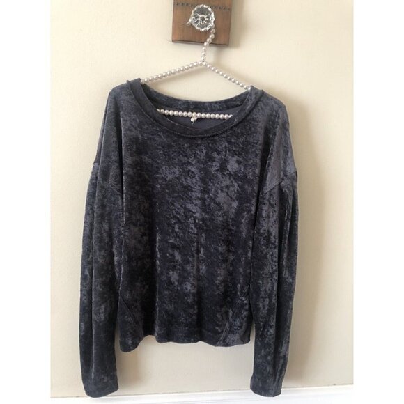 Free People We The Free Size Small Velvet Long Sleeve Top Purple Dolman Sleeve - Picture 1 of 5